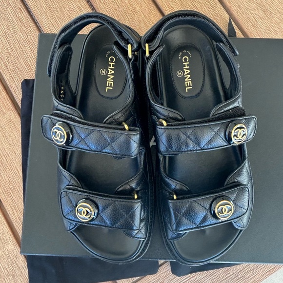Chanel Quilted Dad Sandals - Sz 37 - Picture 10 of 11